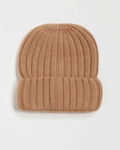 Hot FROM FUTURE Bonnet A Revers A Cotes Camel