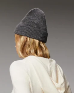 Discount FROM FUTURE Bonnet A Revers A Petites Cotes Anthracite