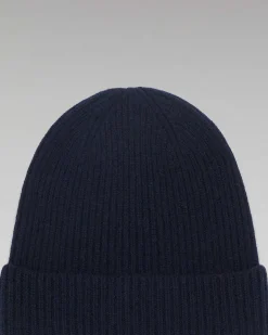 Discount FROM FUTURE Bonnet A Revers A Petites Cotes Navy