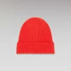Best FROM FUTURE Bonnet A Revers A Petites Cotes Rouge Vif