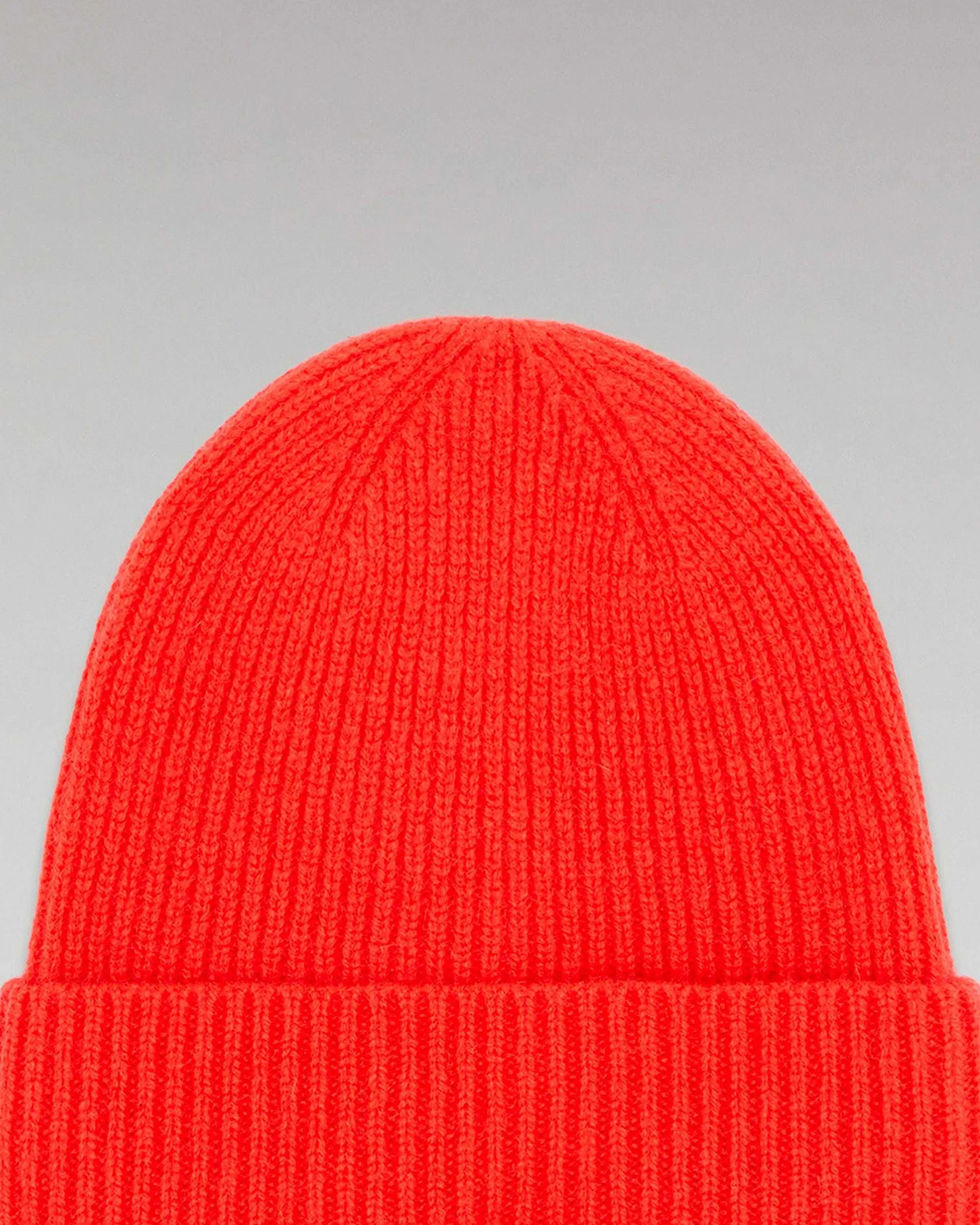 Best FROM FUTURE Bonnet A Revers A Petites Cotes Rouge Vif