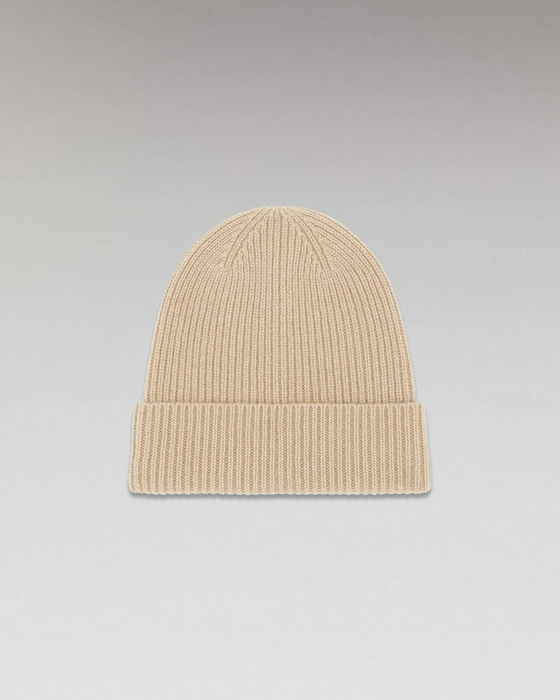 Hot FROM FUTURE Bonnet A Revers A Petites Cotes Beige
