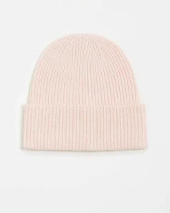 Hot FROM FUTURE Bonnet A Revers A Petites Cotes Rose Poudre