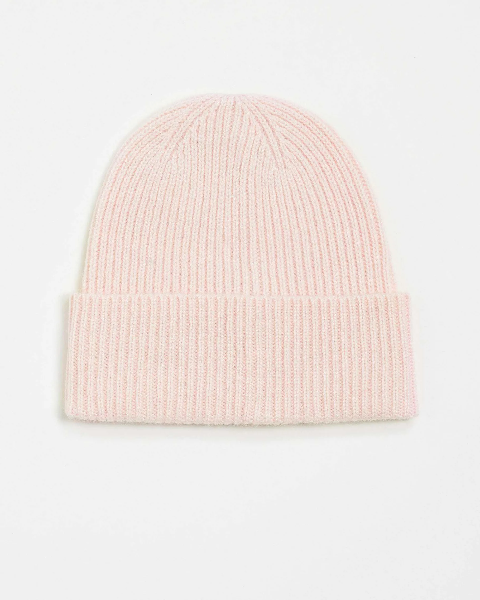 Hot FROM FUTURE Bonnet A Revers A Petites Cotes Rose Poudre