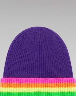 Discount FROM FUTURE Bonnet A Revers Bandes Multicolore Winter Purple