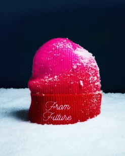Outlet FROM FUTURE Bonnet A Revers Dip Dye Rouge Vif