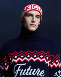 FROM FUTURE Bonnet A Revers Ski Club Navy