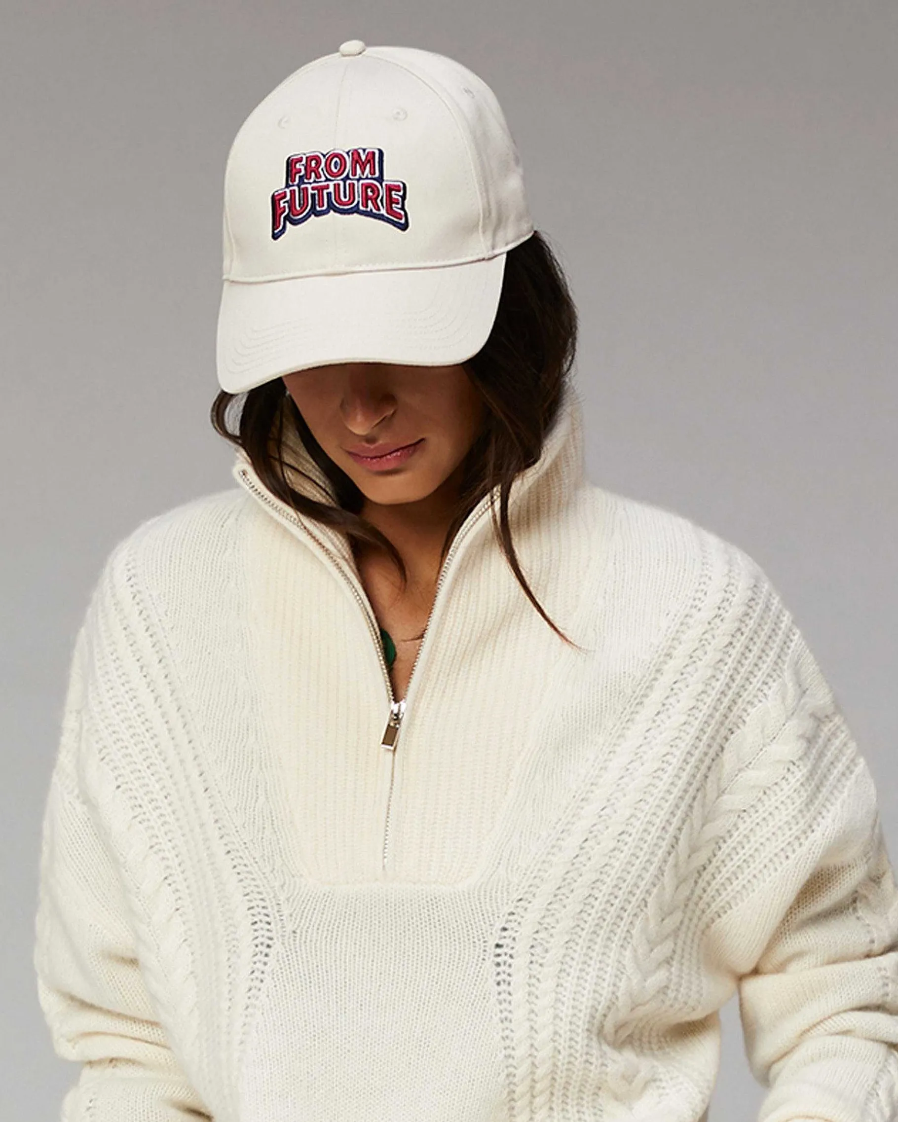 Online FROM FUTURE Casquette A Visiere Courbee Bouclette Sable