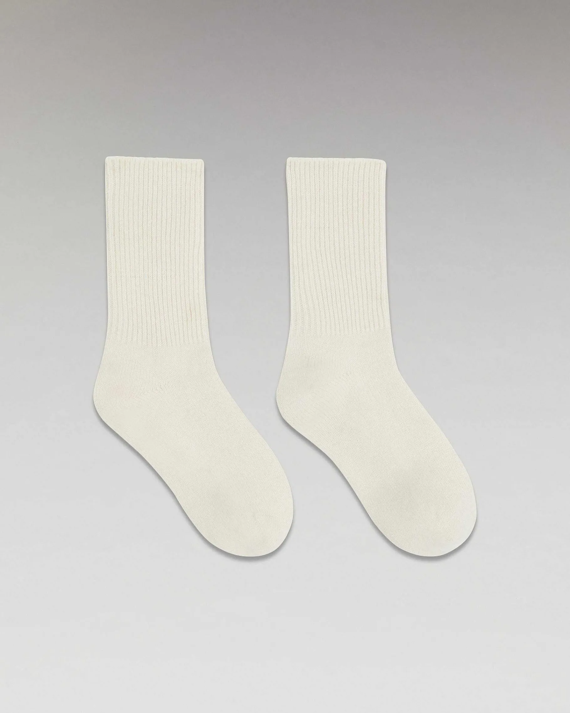 FROM FUTURE Chaussettes Mi-Hautes A Cotes Ecru