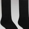 Sale FROM FUTURE Chaussettes Mi-Hautes A Cotes Noir