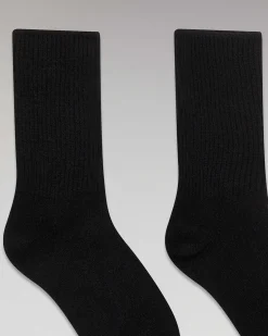 Sale FROM FUTURE Chaussettes Mi-Hautes A Cotes Noir