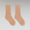 Outlet FROM FUTURE Chaussettes Mi-Hautes A Cotes Camel