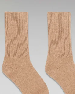 Outlet FROM FUTURE Chaussettes Mi-Hautes A Cotes Camel