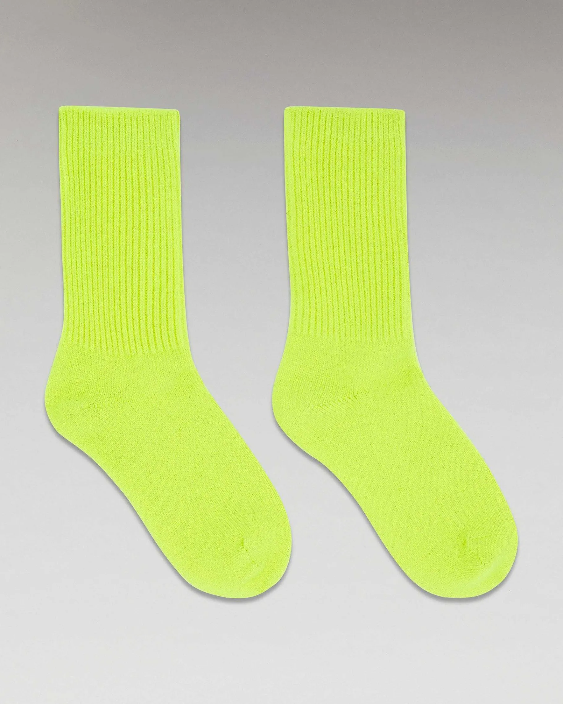 FROM FUTURE Chaussettes Mi-Hautes A Cotes Jaune Fluo