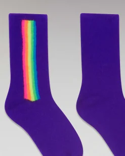 Hot FROM FUTURE Chaussettes Mi-Hautes Bandes Multicolore Winter Purple