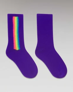 Hot FROM FUTURE Chaussettes Mi-Hautes Bandes Multicolore Winter Purple