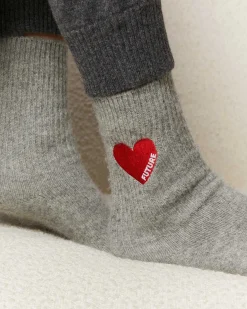 FROM FUTURE Chaussettes Mi-Hautes Coeur Gris Chine Fonce