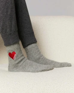 FROM FUTURE Chaussettes Mi-Hautes Coeur Gris Chine Fonce