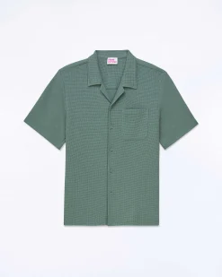 Discount FROM FUTURE Chemise Manches Courtes Popeline Washed Green