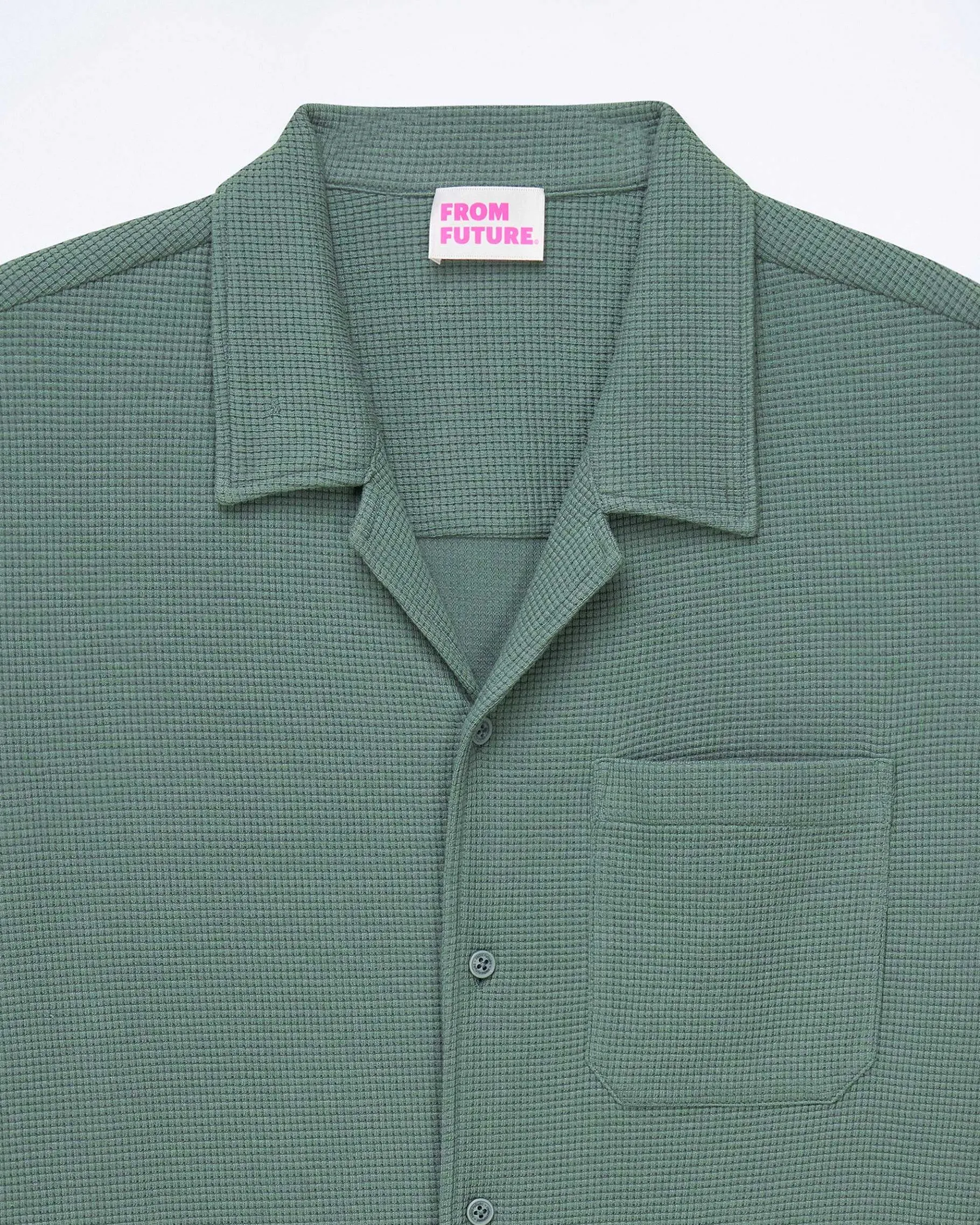 Discount FROM FUTURE Chemise Manches Courtes Popeline Washed Green