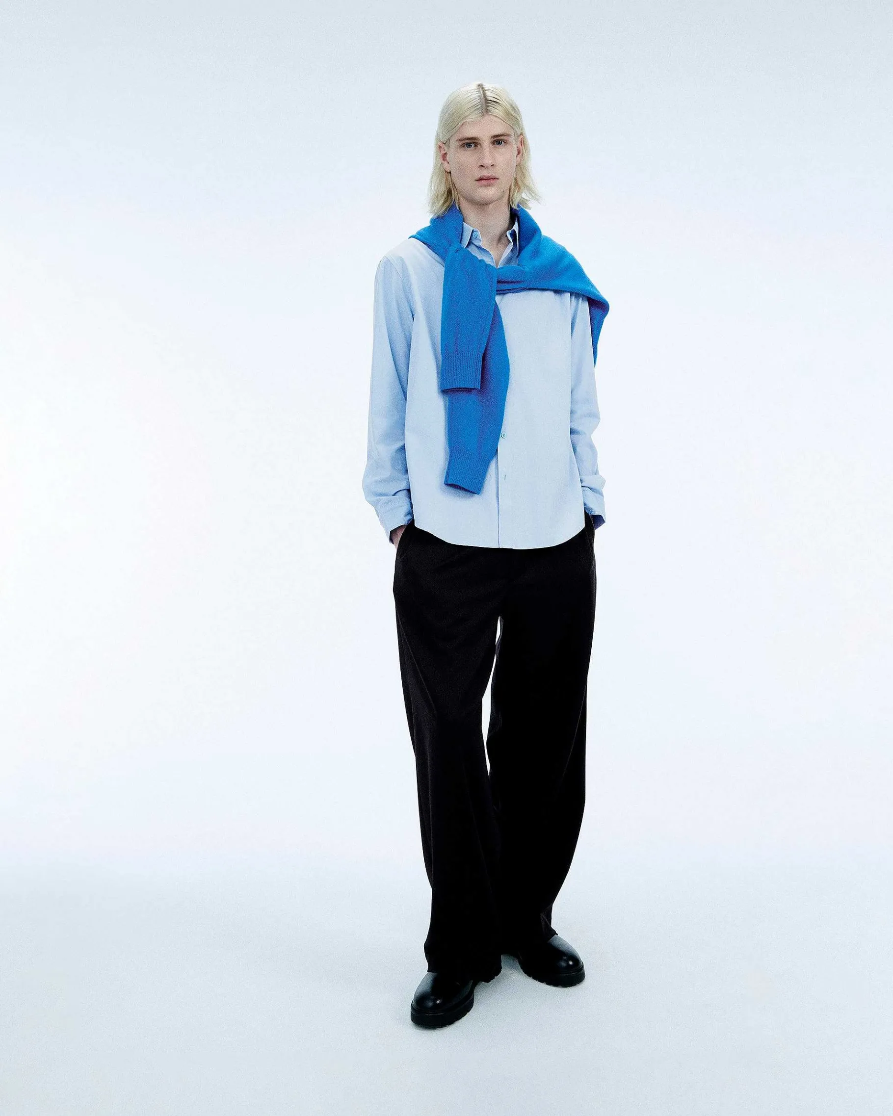 Discount FROM FUTURE Chemise Manches Longues Bleu Ciel