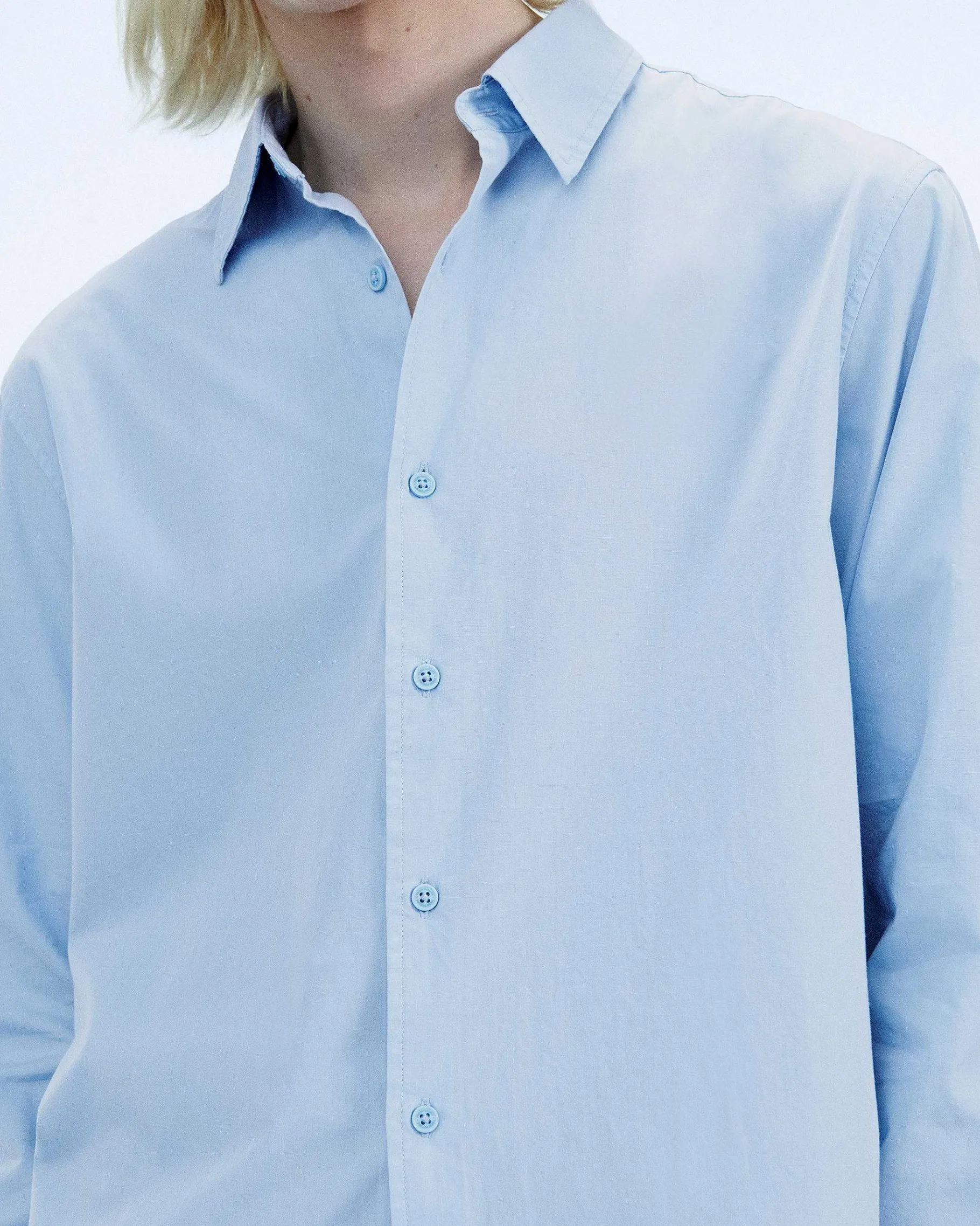 Discount FROM FUTURE Chemise Manches Longues Bleu Ciel
