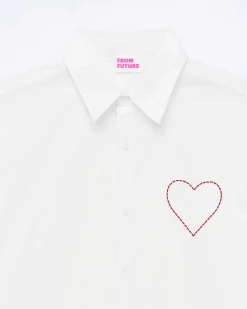Clearance FROM FUTURE Chemise Manches Longues Popeline Blanc