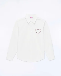 Clearance FROM FUTURE Chemise Manches Longues Popeline Blanc
