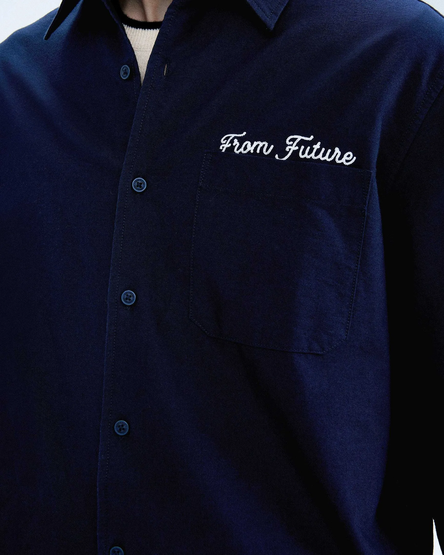 Best FROM FUTURE Chemise Manches Longues Popeline Navy
