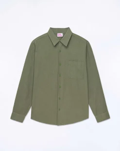 FROM FUTURE Chemise Manches Longues Popeline Kaki