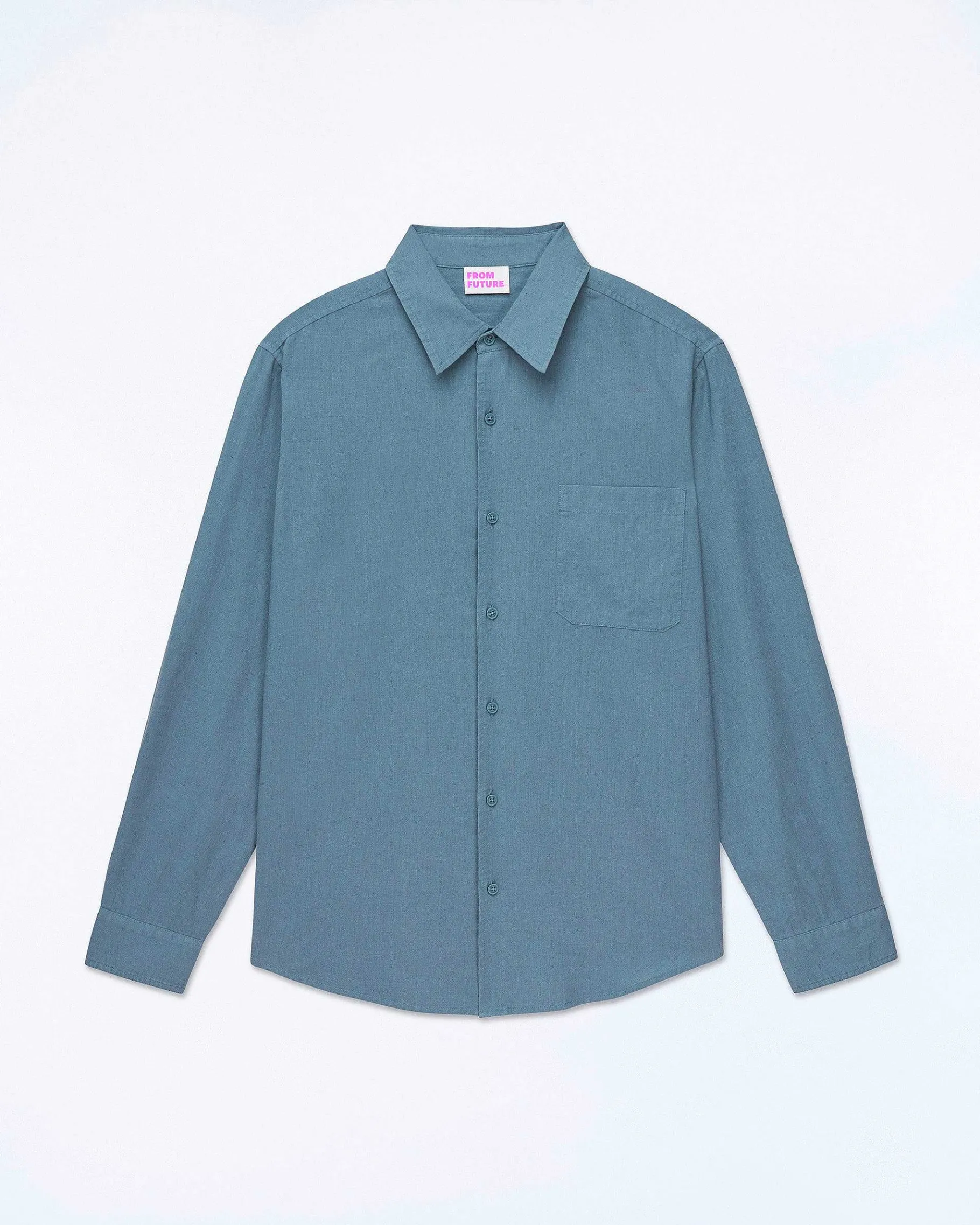 Discount FROM FUTURE Chemise Manches Longues Popeline Blue Jean