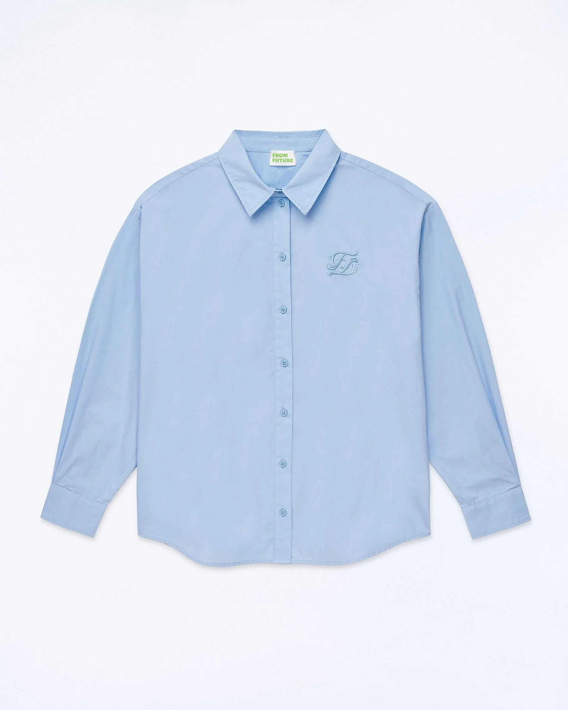 Best FROM FUTURE Chemise Manches Longues Popeline Baby Blue