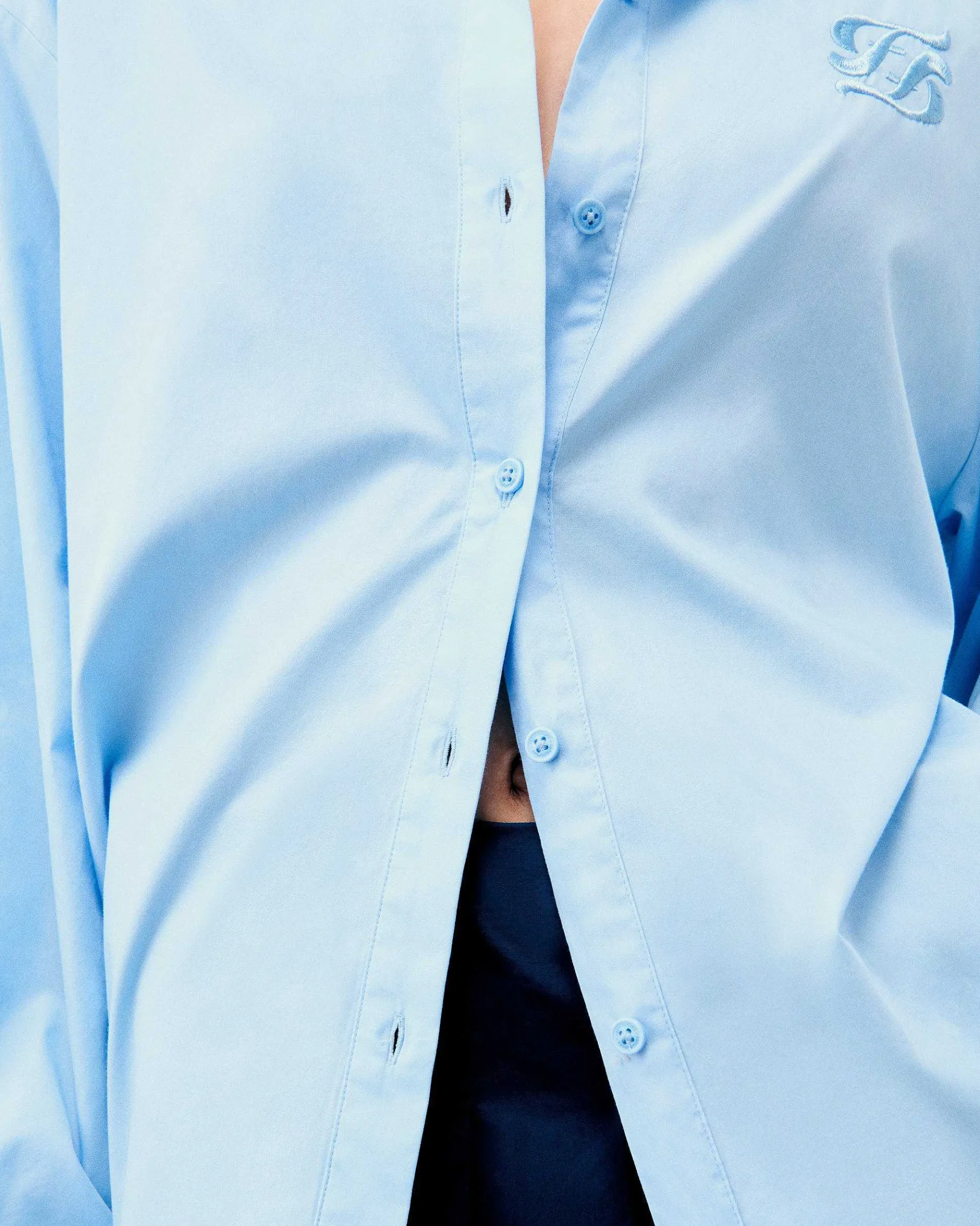 Best FROM FUTURE Chemise Manches Longues Popeline Baby Blue