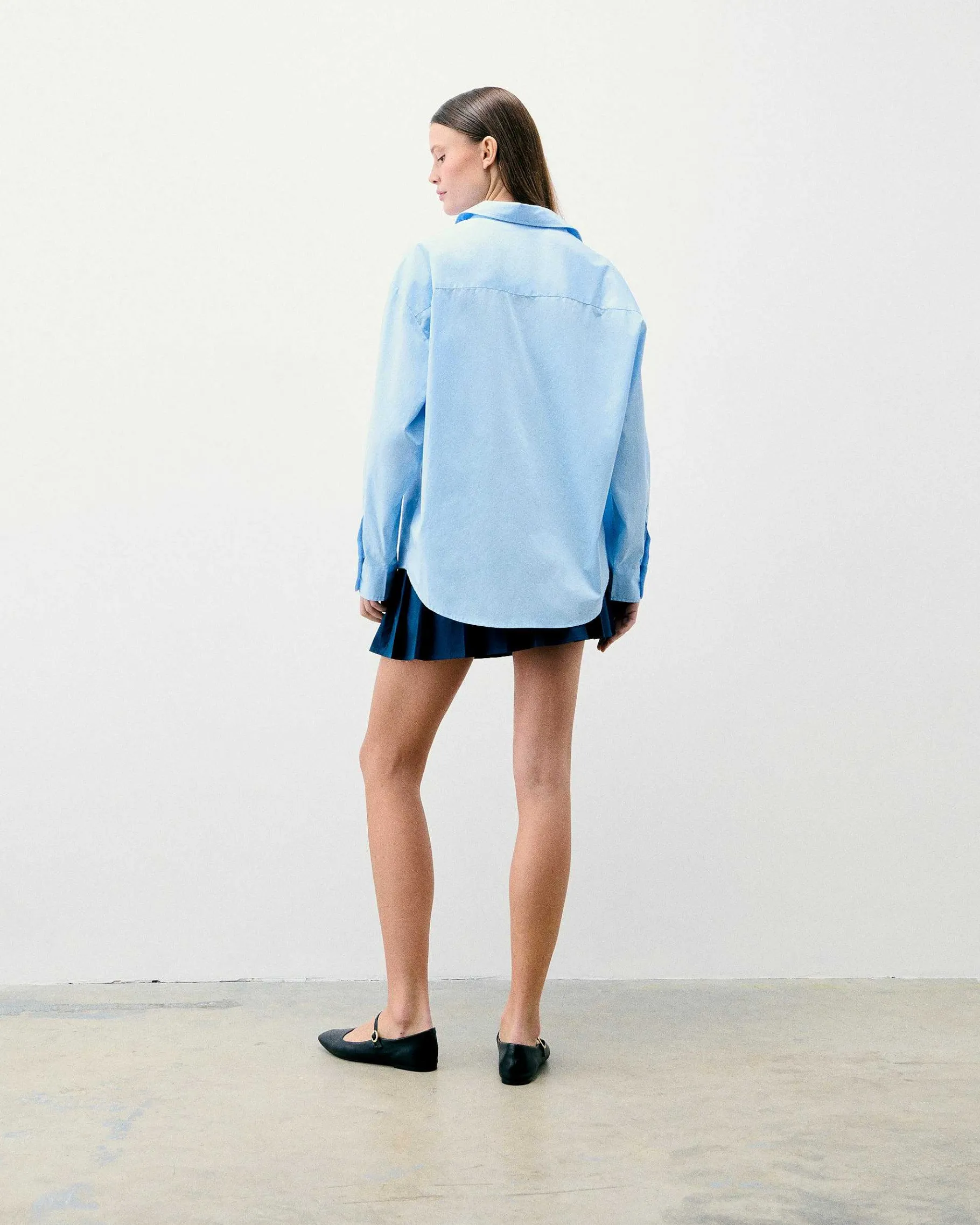 Best FROM FUTURE Chemise Manches Longues Popeline Baby Blue