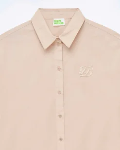 FROM FUTURE Chemise Manches Longues Popeline Beige