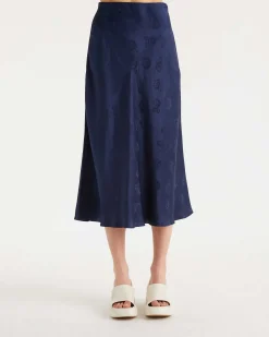 Discount FROM FUTURE Jupe Mi Longue Carmen Jacquard Navy