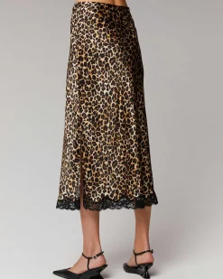 Hot FROM FUTURE Jupe Mi-Longue Dentelle Winter Leopard