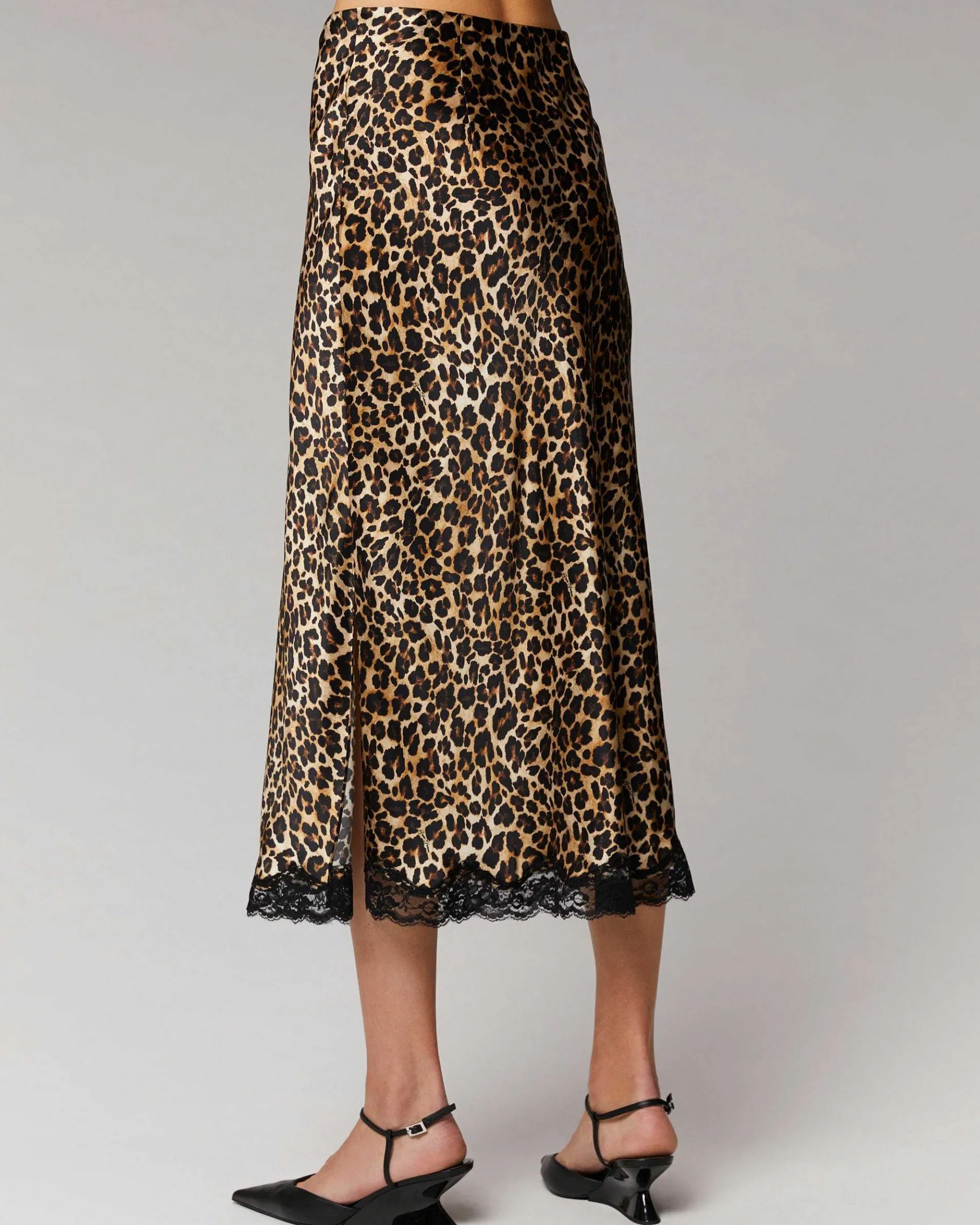 Hot FROM FUTURE Jupe Mi-Longue Dentelle Winter Leopard