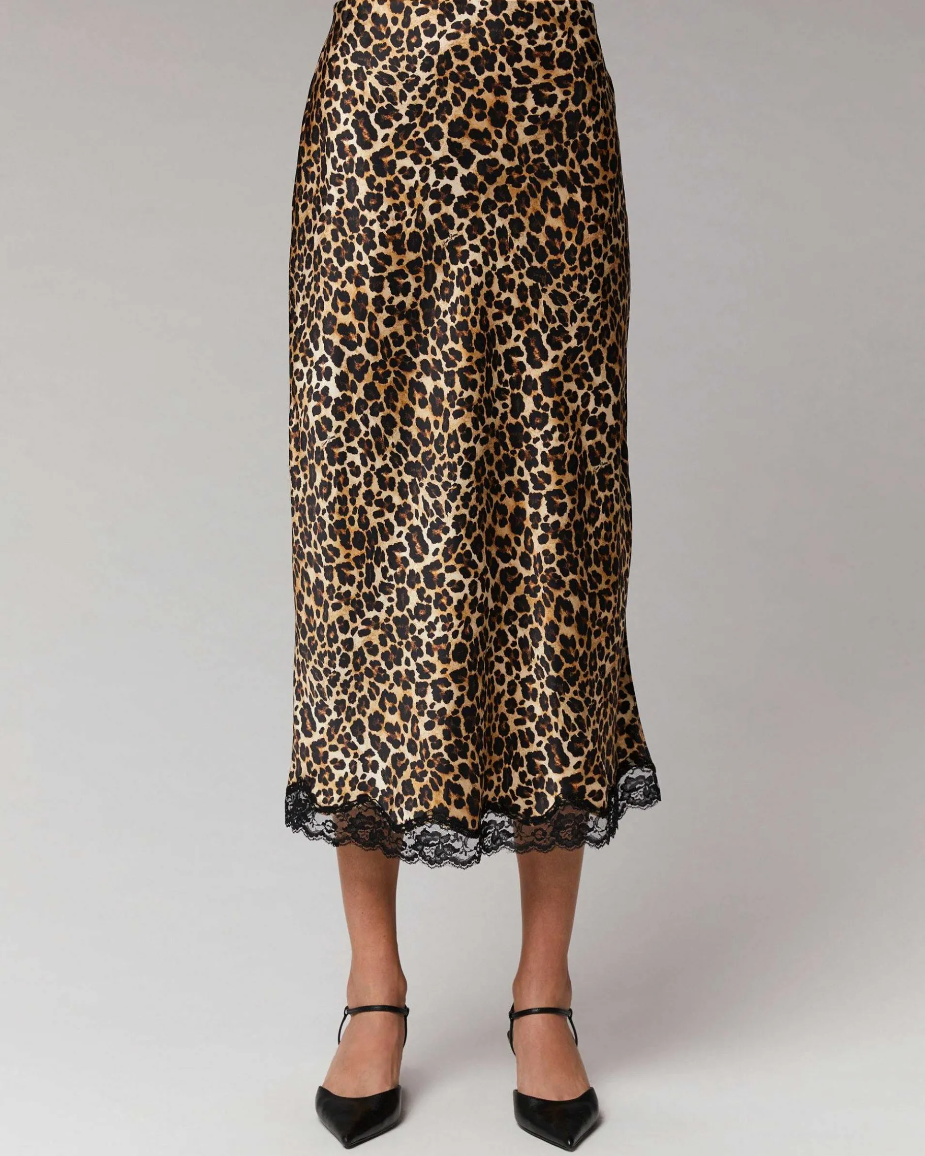 Hot FROM FUTURE Jupe Mi-Longue Dentelle Winter Leopard