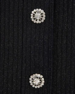 Sale FROM FUTURE Jupe Mini Metallise Boutons Bijoux Noir