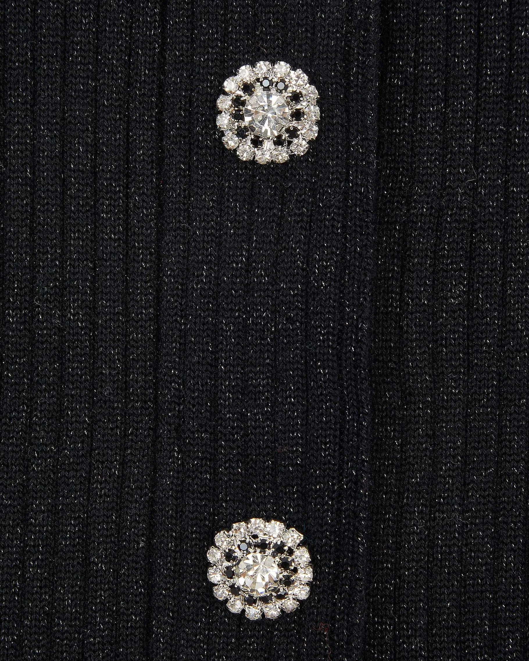 Sale FROM FUTURE Jupe Mini Metallise Boutons Bijoux Noir