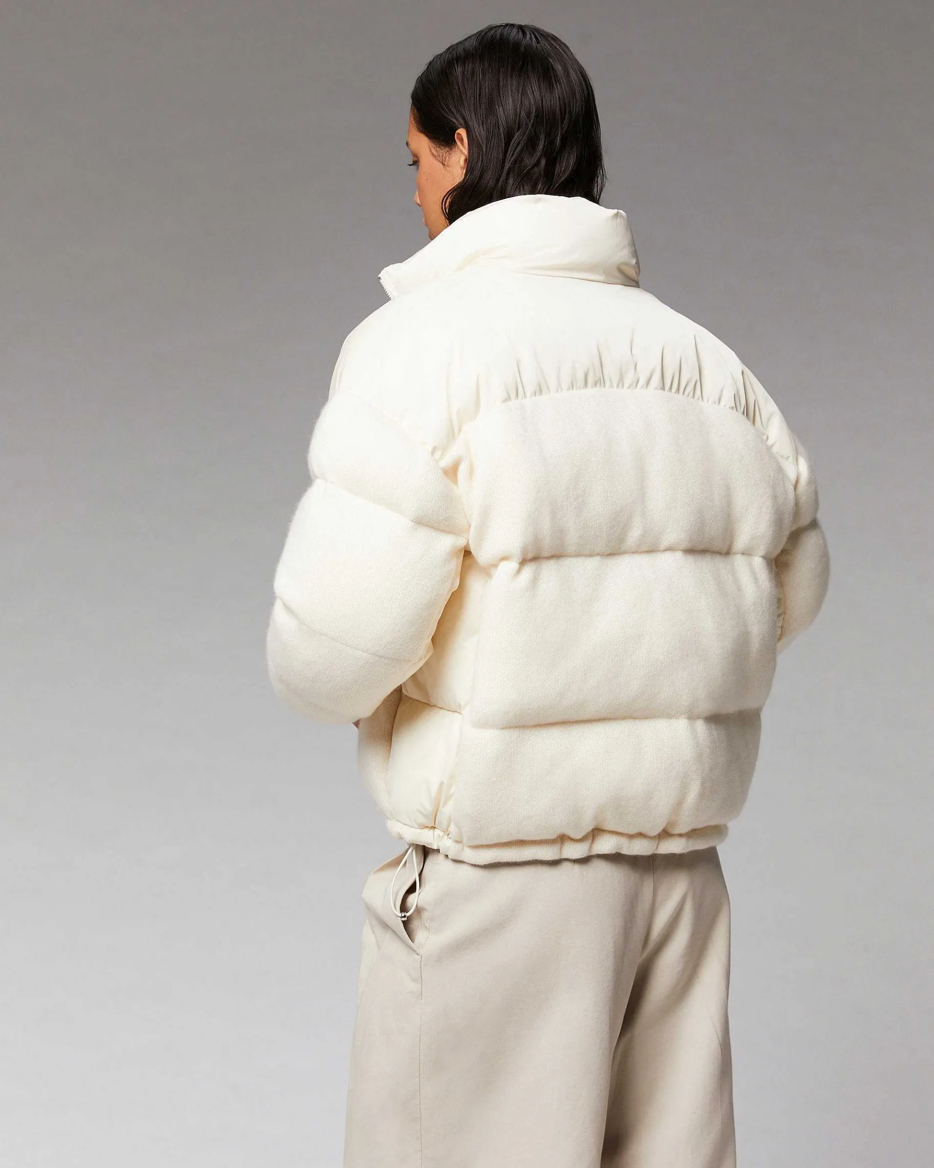 Sale FROM FUTURE Outerwear Doudoune Bi Matiere Ecru