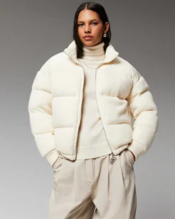 Sale FROM FUTURE Outerwear Doudoune Bi Matiere Ecru