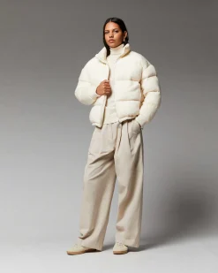 Sale FROM FUTURE Outerwear Doudoune Bi Matiere Ecru