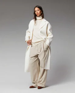 New FROM FUTURE Outerwear Manteau Long Double Face Ecru