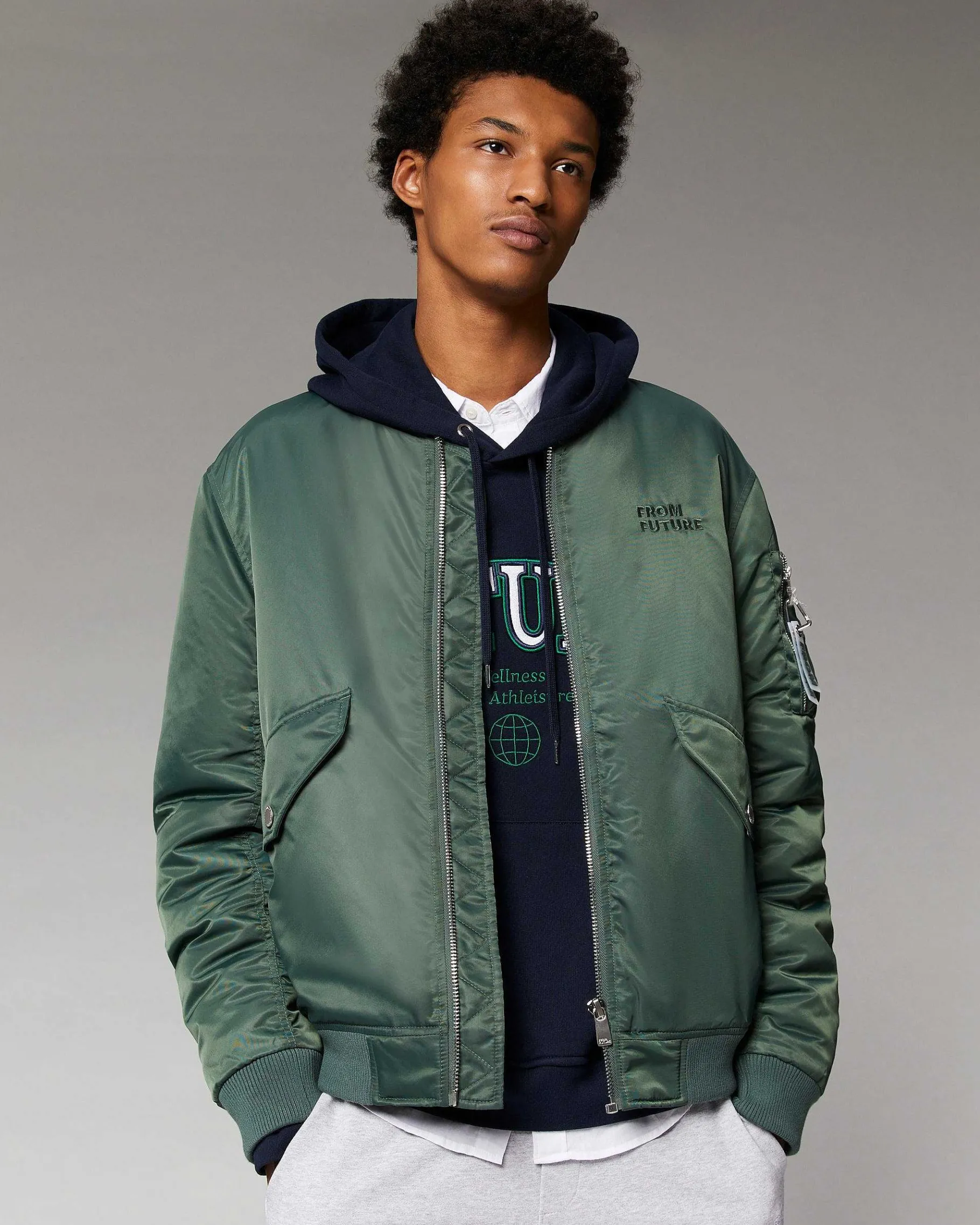 New FROM FUTURE Outerwear Veste Bombers Kaki