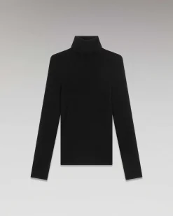 New FROM FUTURE Pull Basique Col Roule Noir
