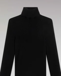 New FROM FUTURE Pull Basique Col Roule Noir