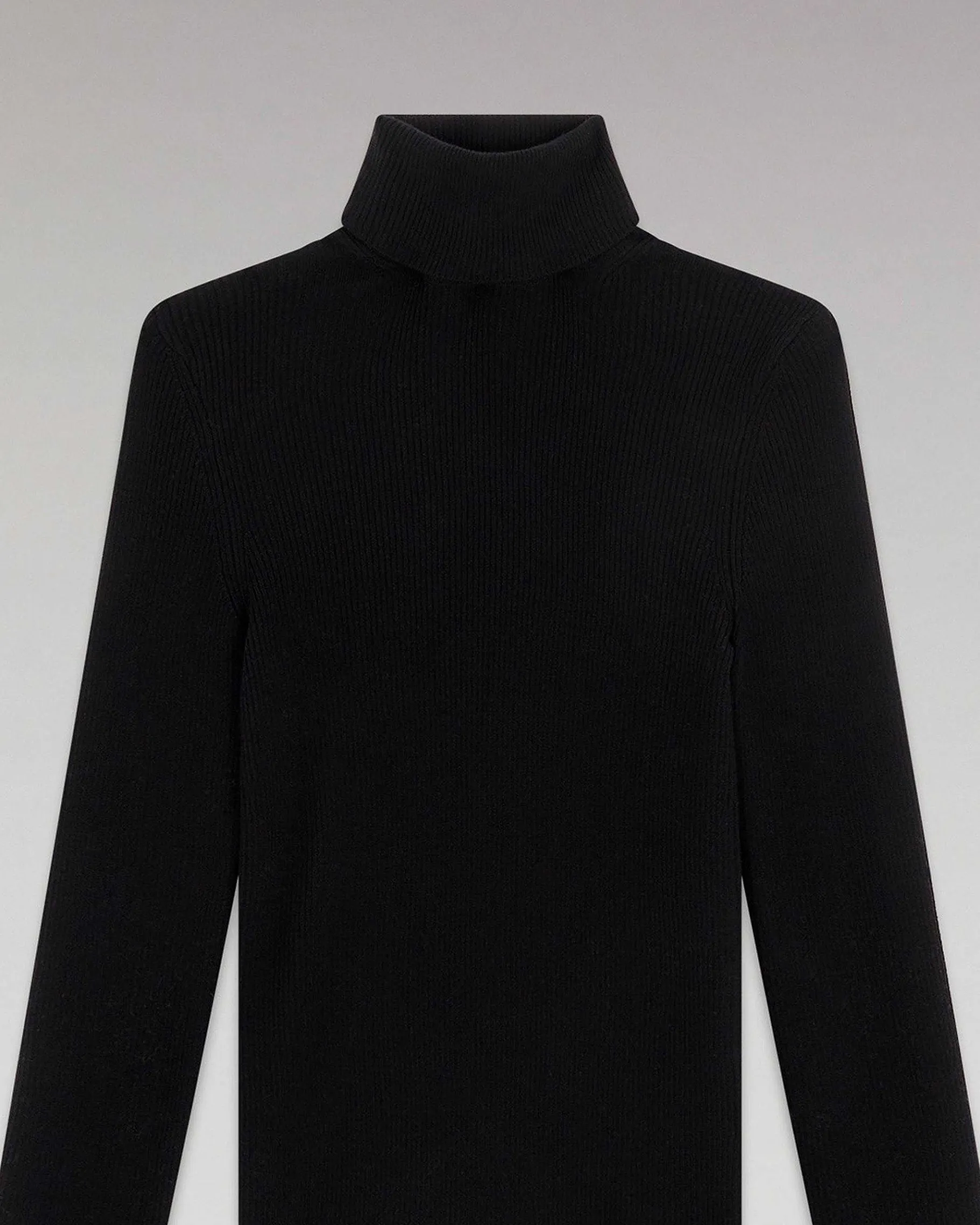 New FROM FUTURE Pull Basique Col Roule Noir