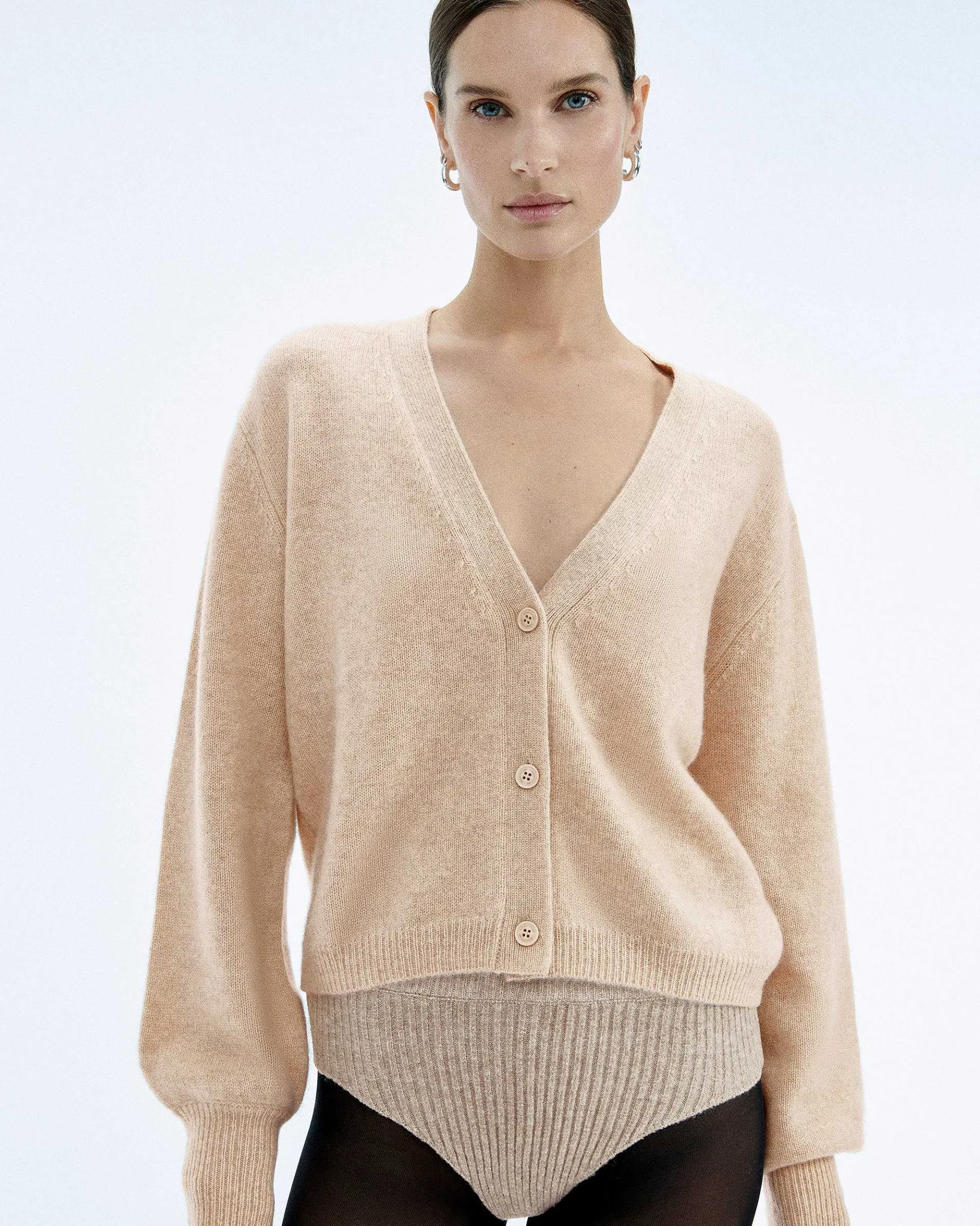 Outlet FROM FUTURE Pull Cardigan Beige Chine